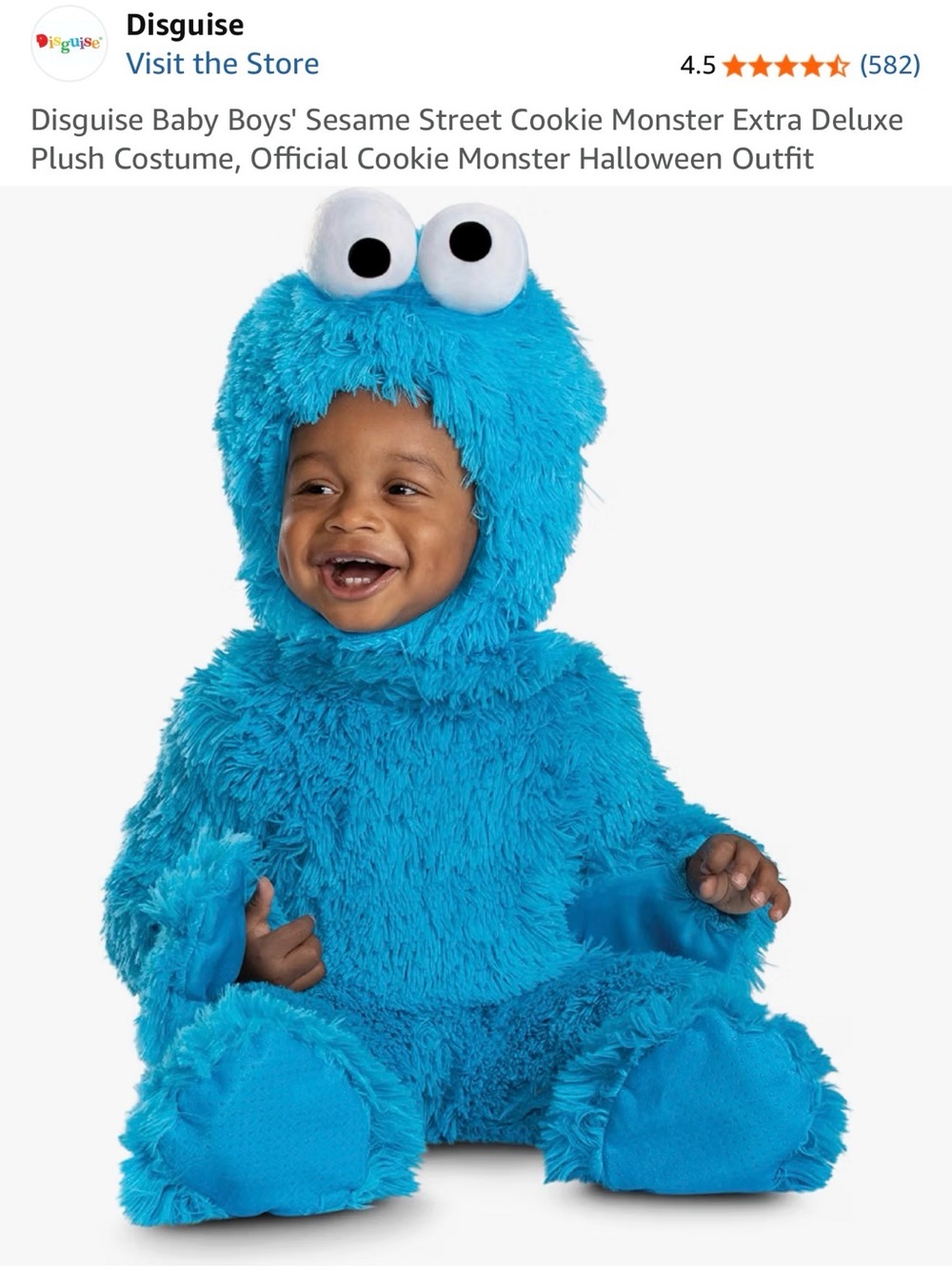 Disguise Bright Blue Cookie Monster Plush Costume - 2T